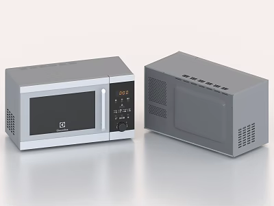 Modern Kitchen Appliances Featuring Two Microwave Ovens With Control Panel And Sleek Design 3d model