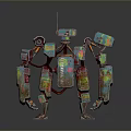 Colorful Artistic Robot Design With Mechanical Limbs And Decorative Joints