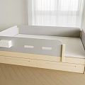 Modern Wooden Kids Bed With Grey Guardrails And Underbed Storage Drawers