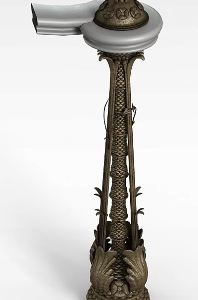 Ornate Metal Storage Locker With Intricate Carvings And Tiered Structure For Decorative Storage 3d model