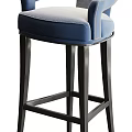 Modern Bar Stools Featuring White And Blue Upholstered Seats With Metal Legs And Armrests