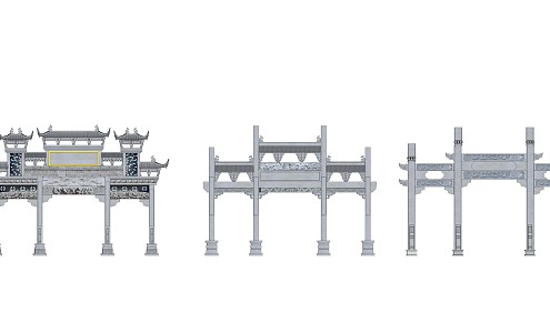 Chinese style archway ancient architecture archway shape 3d model