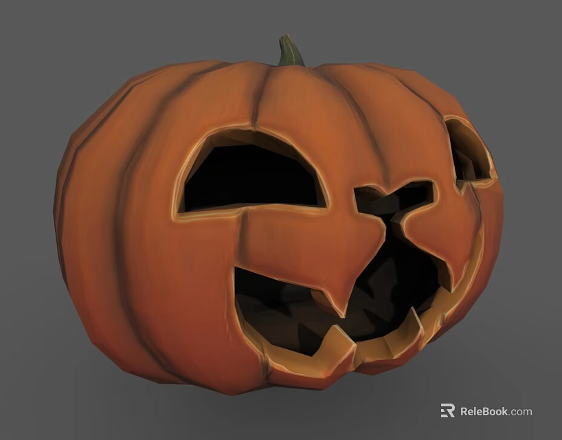 Orange Halloween Jack o Lantern With Carved Face And Spooky Features 3d model 