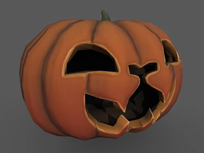 Orange Halloween Jack o Lantern With Carved Face And Spooky Features 3d model