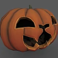 Orange Halloween Jack o Lantern With Carved Face And Spooky Features