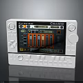 White Audio Control Device With Display Screen Colorful Sliders Buttons And Knobs 3d model