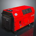 Red Household Generator With Black Control Panel Ventilation And Rolling Wheels