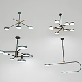 Modern Pendant Lights With Various Geometric Designs And Multiple Light Heads 3d model