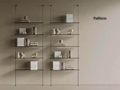 Poliform Elegant Modern Shelving Unit With Decorative Items And Books 3d model