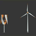 Modern Wind Turbine Models Featuring Orange White Design And Three Blade Structure 3d model
