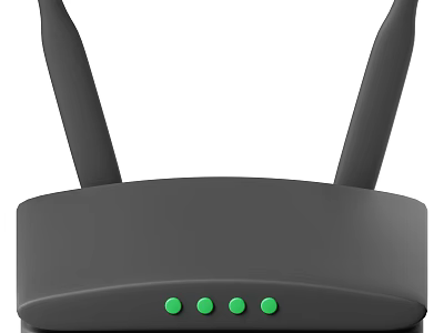 Smart Wireless Router With Dual Antennas And Green Indicator Lights 3d model