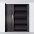 Black Steel Security Door With Safety Lock And Modern Shutter Design