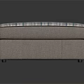 Stylish Ottoman Furniture With Gray Fabric Body And Blue White Plaid Cushion Top