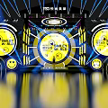 Smiley World Stage Design With Yellow Black Elements And Lighting Effects 3d model