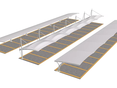 Outdoor Parking Shade Canopies With Steel Frame And White Roof Structure 3d model