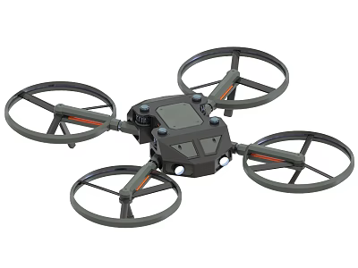 Small Black Quadcopter Drone With Four Propellers And Protective Guards 3d model