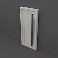 White Hinged Door With Golden Frame And Clear Glass Panel Design
