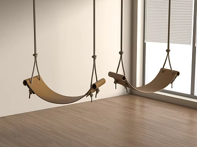 Modern Italian Swing Chair Leather Hemp Rope Swing Chair Hanging Chair 3d model