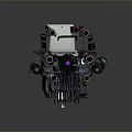 Futuristic Landscape With Complex Mechanical Device And Purple Core