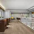 Modern Hair Salon Interior With Two Brown Chairs Wooden Cabinets Shelves And Striped Blinds