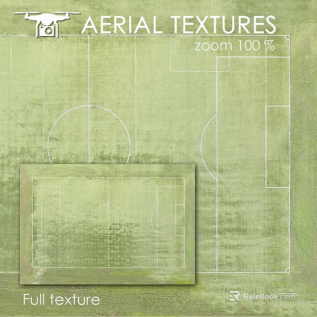 Football Field Components With White Markings And Scaled Layouts On Green Surface 3d model 