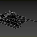 Modern Military Tank with Long Barrel Turret Tracked Chassis and Olive Green Exterior