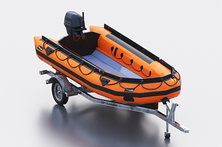 lifeboat trailer motorboat assault boat kayak 3d model