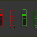 Colorful Metal Ladders In Various Colors Standing On Reflective Floor