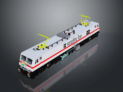 White SHINHWA Train Model With Red Stripes Yellow Pantographs And 25kV Sign 3d model