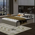 Cozy Bedroom Interior With Platform Bed Yellow Blanket Plush Toys Window Bench And Star Rug