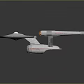Space Exploration Starship Model With Disc Hull Twin Engines Red Lines And NCC 1701 Markings