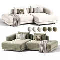 Modern Upholstered Double Chaise Sofa With Decorative Pillows And Multiple Custom Fabric Color Choices