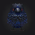 Vibrant Blue Bird With Fluffy Feathers Red Eyes On Black Background