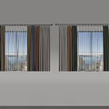 Colorful Striped Curtains With Sheer Layers For Window Home Interior Decor