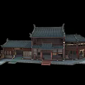 Traditional Chinese Ancient Architecture With Curved Tile Roofs And Wooden Courtyard Structures