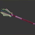 Detailed Trident Weapon With Metal Head Wooden Handle And Silver Accents