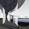 Modern Entrance Gate Design Featuring Circular Ceiling Lighting And Dark Floor