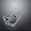 Futuristic White Spaceship With Blue Illuminated Lights And Advanced Hull Design For Space Exploration
