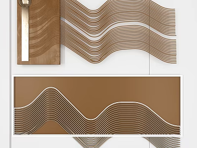 Brown Wavy Lines Wall Decor With White Background And Modern Design 3d model