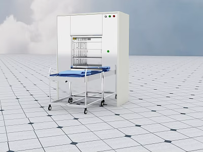 Stainless Steel Commercial Sterilization Cabinet With Mobile Cart And Control Panel 3d model