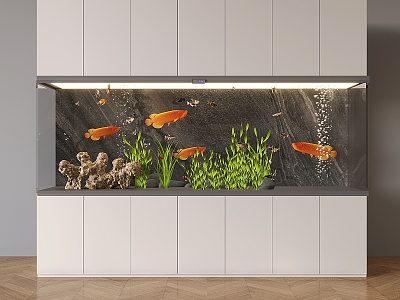 Embedded Fish Tank Decorative Cabinet Fish Tank Aquarium Cabinet Aquarium Tropical Fish Golden Dragon Fish 3d model