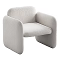 Modern Beige Accent Chair With Rounded Armrests And Soft Comfortable Fabric 3d model