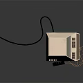 Vintage Retro Computer With Monitor Screen Control Buttons And Cables