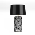 Modern Table Lamp With Black Lampshade And Spiral Pattern Metallic Base 3d model