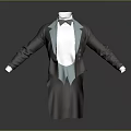 Elegant Brown Suit Jacket With White Collar Light Blue Bow Tie 3D Model 3d model