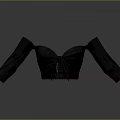 Stylish Dark Colored Off Shoulder Crop Top With Long Sleeves And Bow Detail