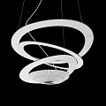Contemporary Abstract Chandelier Featuring White Circular Rings Sleek Structure And Modern Design