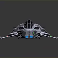 Futuristic Spaceship 3D Model With Sleek Gray Body Green Blue Accent Lights And Aerodynamic Design