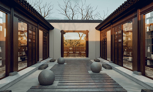 New Chinese Academy Ancient Architecture Academy 3d model