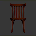 Classic Red Wooden Dining Chair With Vertical Slat Back And Smooth Seat Design